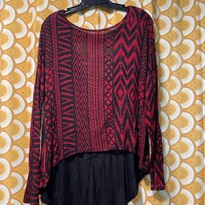 Rue 21 Red and black printed shirt